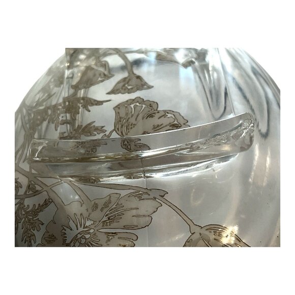 Vintage 1950s Silver Overlay Oval Bowl – Floral Design, Aged Patina, Tiny Flaws - Picture 6 of 8